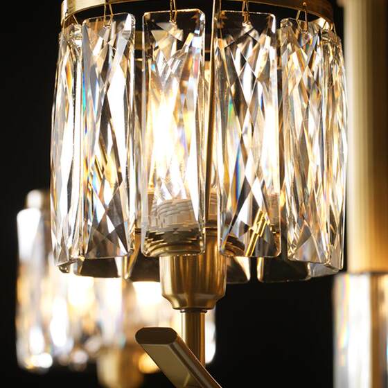 American All-Copper Crystal Wall Lamp Single and Double-Head Living Room Background Wall Nordic Bedroom Bedside Zhongshan Lamps Factory Direct Sales
