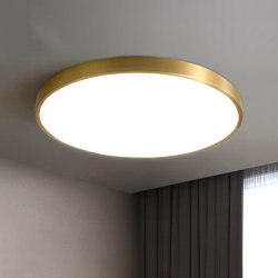 All-Copper Ceiling Lamp, Round, Ultra-Thin, Simple, Suitable for Living Room, Dining Room, Bedroom, Balcony, Foyer, American-Style Lighting, Direct Sales from Zhongshan Manufacturer