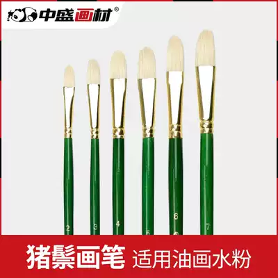Zhongsheng painting material Bristle round flat head Oil painting pen Acrylic pen Watercolor pen set for examination F262