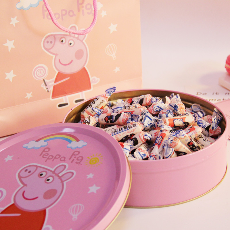Candy Gift Box Dress Great White Rabbit Milk Sugar Golden Silk Monkey Send Round Creative Iron Box Classmates Girlfriend Girlfriends Christmas