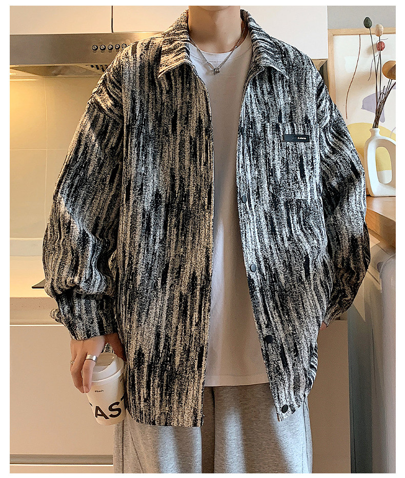 Джинсовая рубашка 牛仔衬衫男春秋季2025新款小香风上衣服潮牌青少年高级感夹克外套