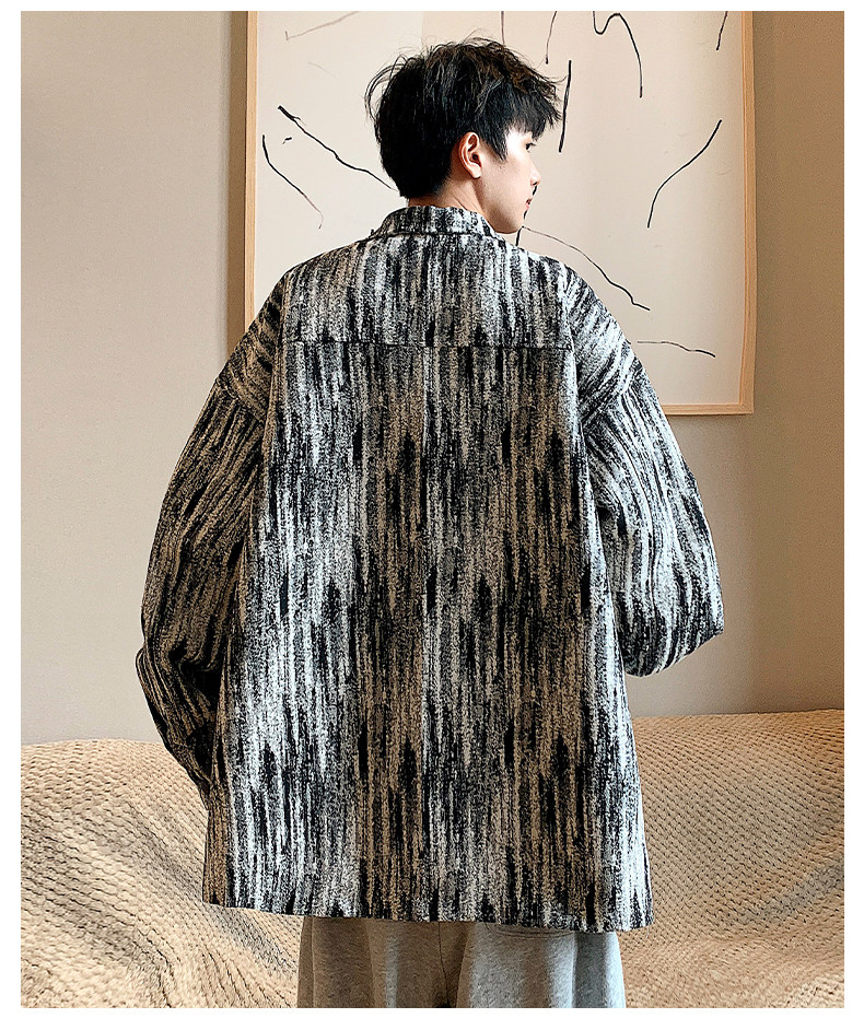 Джинсовая рубашка 牛仔衬衫男春秋季2025新款小香风上衣服潮牌青少年高级感夹克外套