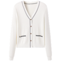 Mortbird White Knit Cardigan 2024 Spring Dress New Collision Color Quality Superior Blouse Women Black Delicacy