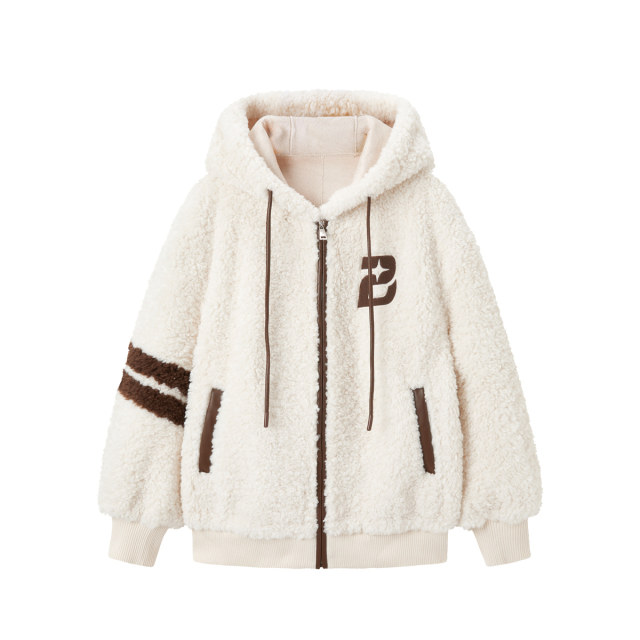 PEACEBIRD 2022 ລະດູຫນາວໃຫມ່ Imitation Lamb Wool Jacket A5BBC4M53