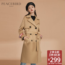 299元包邮 PEACEBIRD 太平鸟 BWAA74608 女士双排扣翻领大衣