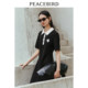 PEACEBIRD POLO collar contrast dress for women 2024 spring new short-sleeved A-line skirt T-shirt dress casual sports style