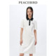 PEACEBIRD POLO collar contrast dress for women 2024 spring new short-sleeved A-line skirt T-shirt dress casual sports style