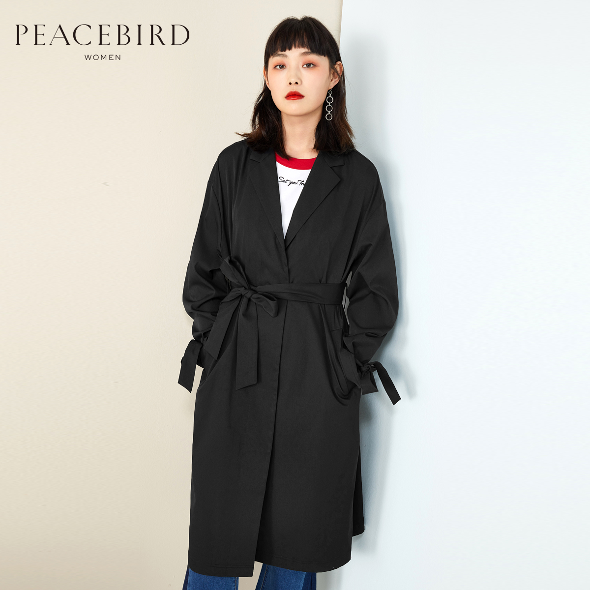 Trench pour femme PEACEBIRD    en Polyester - Ref 3226209 Image 1