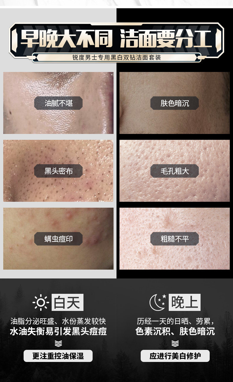 天猫金妆奖 锐度 男士专用控油祛痘除螨虫洁面乳套装 150ml*2瓶 图5