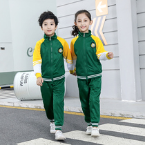 Childrens spring and autumn and winter golden velvet sports primary and secondary school students uniform teacher outfit two-piece kindergarten garden suit three-piece set