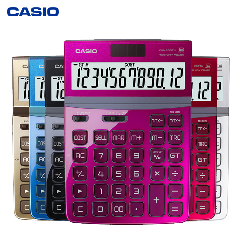 CASIOCASIO Business type office with versatile financial accounting special calculator Creative fashion goddess Cute Teenage Girl Hearts Big Screen Solar electronic Computer DW-200TW