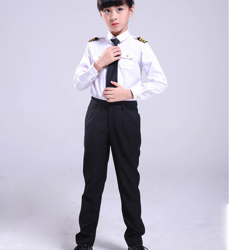 Tiếp viên hàng không của Không quân Trẻ em Quần áo không có nam và nữ Phi công Đồng phục Thiếu nhi trình diễn thời trang bộ noel cho bé