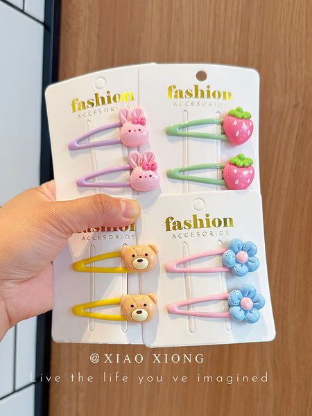 Kids Barrettes Cute Cartoon Hair Pin Baby Hair Accessories Rabbit Strawberry BB Clip Girl Side Clip Bang Clip New Arrival — 5