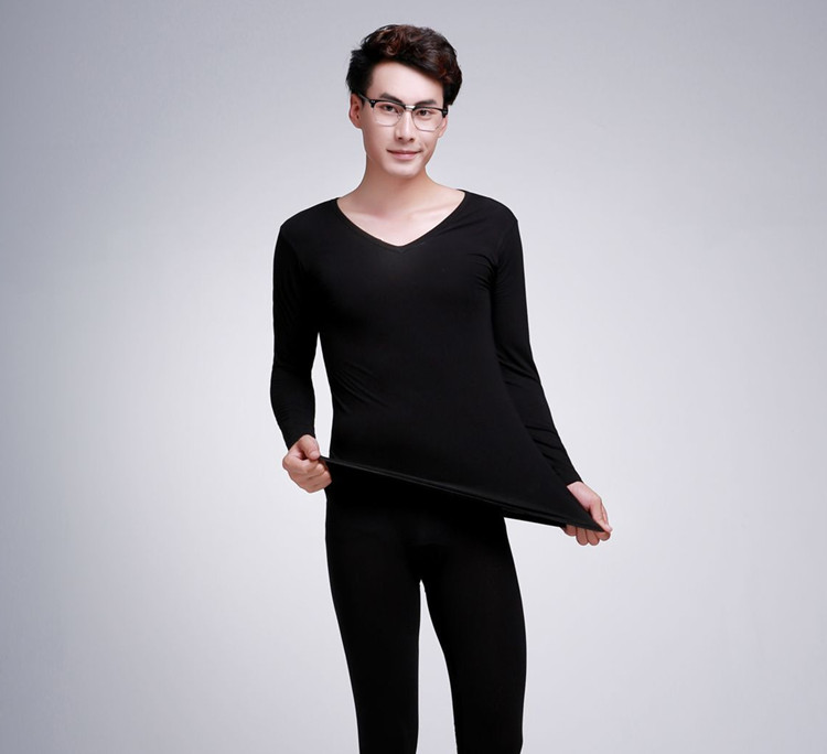 Modal đồ lót nam cực thấp cổ áo mỏng phần đơn quần áo mùa thu cotton tay áo dài bó sát ấm áp đồ lót - Áo ấm ao giu nhiet nu