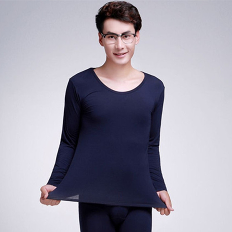 Modal đồ lót nam cực thấp cổ áo mỏng phần đơn quần áo mùa thu cotton tay áo dài bó sát ấm áp đồ lót - Áo ấm ao giu nhiet nu