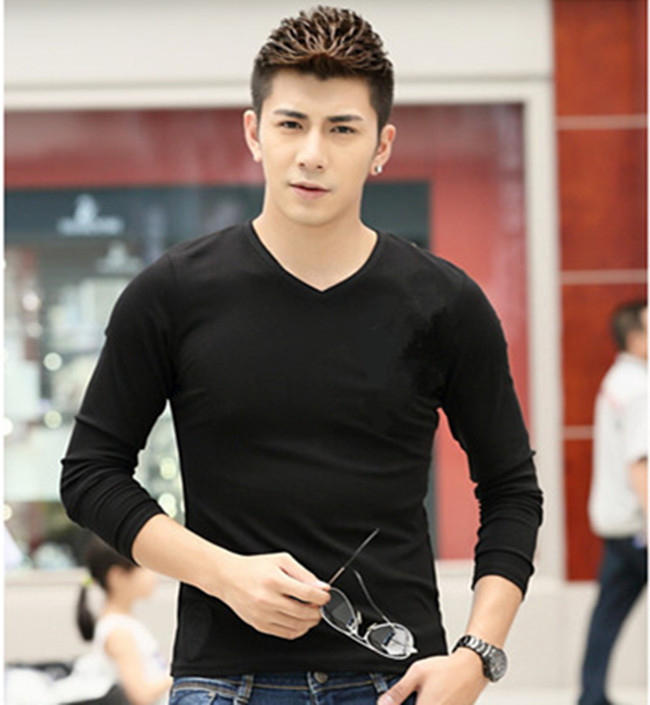 Quần lót nam hàng đầu phần mỏng cộng với nhung cổ tròn V cổ áo quần áo mùa thu và áo len cotton đáy lạnh mùa đông áo bra