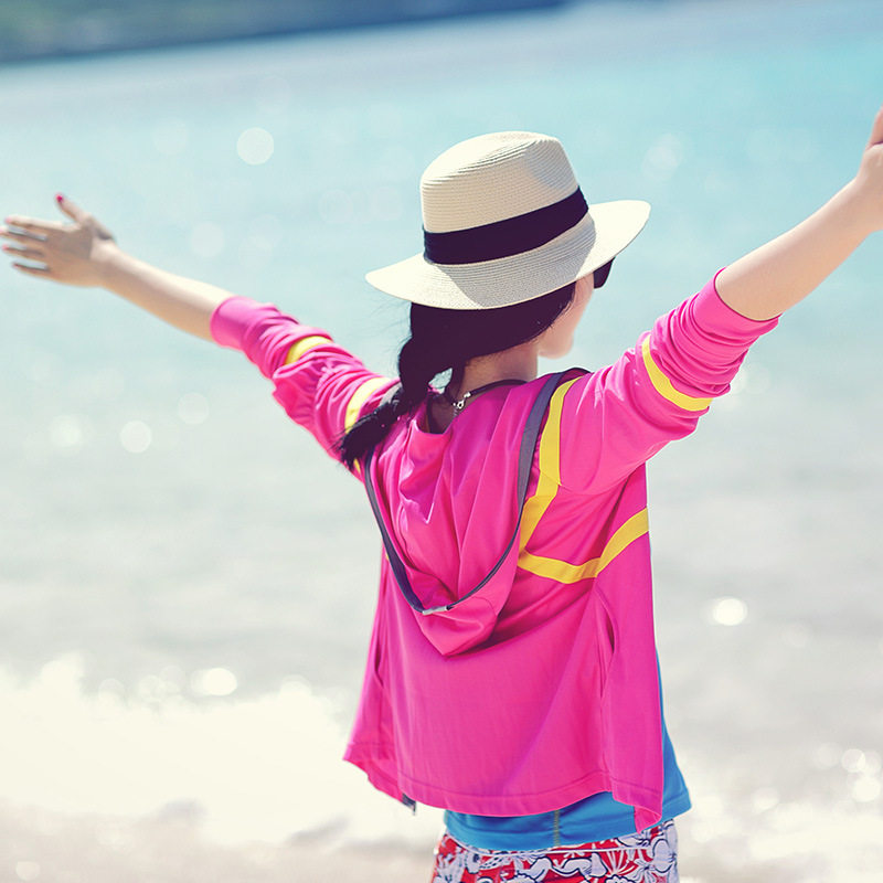 Sports yoga dress long sleeve T - shirt beach sunscreen outdoor sweater beach - resistant sun - proof coat