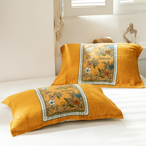 New thickened cotton five-layer gauze blue green yellow light luxury adult single pillow towel a pair does not fade