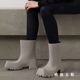 Paris square toe rain boots ins trend 2024 new niche design ugly shoes short tube thick sole waterproof rain boots women's fashion