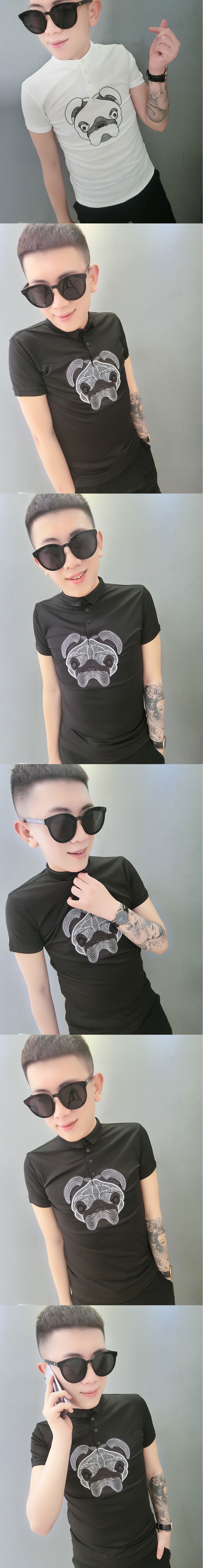 Xã hội tâm linh anh chàng áo polo ngắn tay Slim nam 2018 hè mới mẫu đầu chó POLO áo nam thủy triều áo thun nam polo