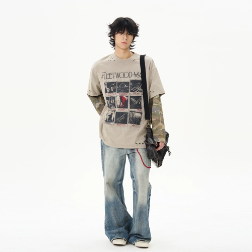 Весенний комплект, камуфляжный лонгслив, в американском стиле, изысканный стиль