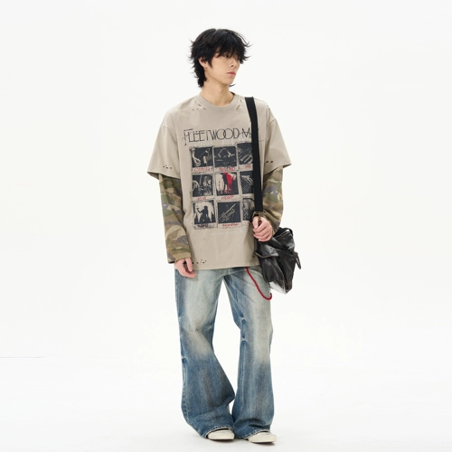 Весенний комплект, камуфляжный лонгслив, в американском стиле, изысканный стиль