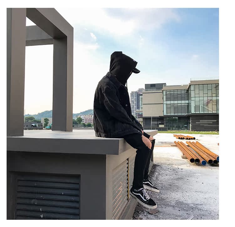 Trung Quốc có hip-hop châu Âu và Mỹ hiphop đường phố Wu Yifan với cùng một đoạn rửa cũ áo khoác denim cho nam giới và phụ nữ