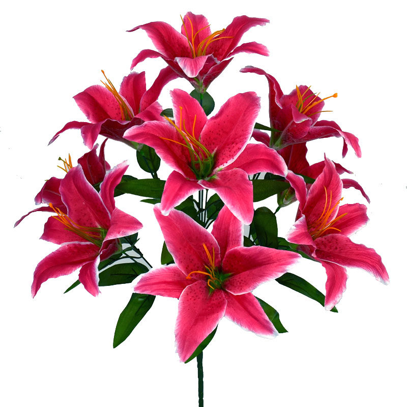 Simulation 10 large lily silk silk silk home living room dining room table tea table placed fake flower bouquet manufacturer direct sales