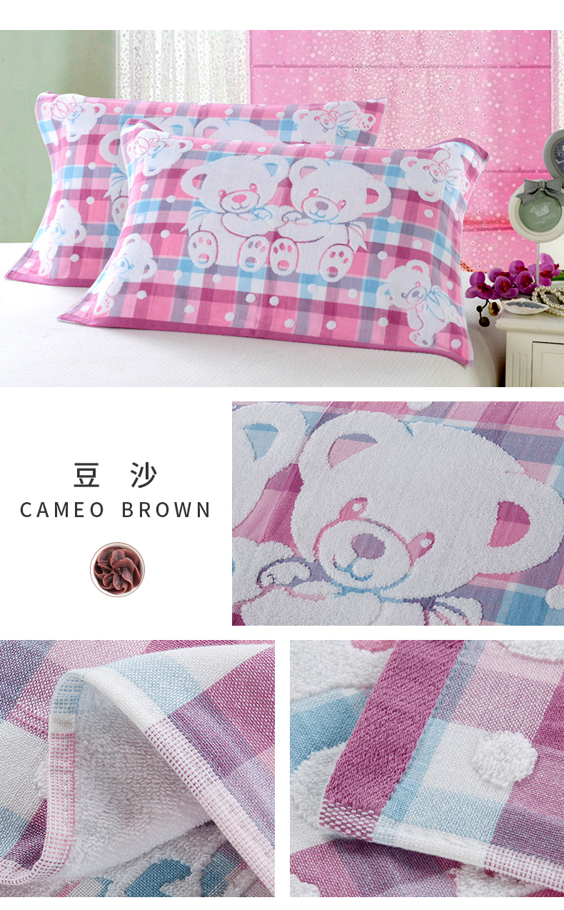 Khăn bông nguyên chất đệm gối cao cấp Châu Âu jacquard khăn gối khăn khoai môn 1 đôi 55 * 83cm thấm nước mềm - Khăn gối khăn bông gối