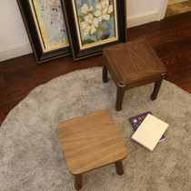 Black walnut solid wood small bench modern Chinese home living room sturdy wooden practical log low stool changing shoe stool