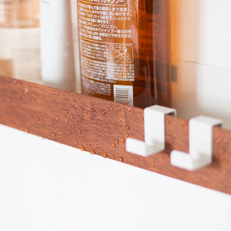 Bathroom toilet shelf free punching wall-mounted solid wood waterproof toilet Nordic wind shelf storage rack