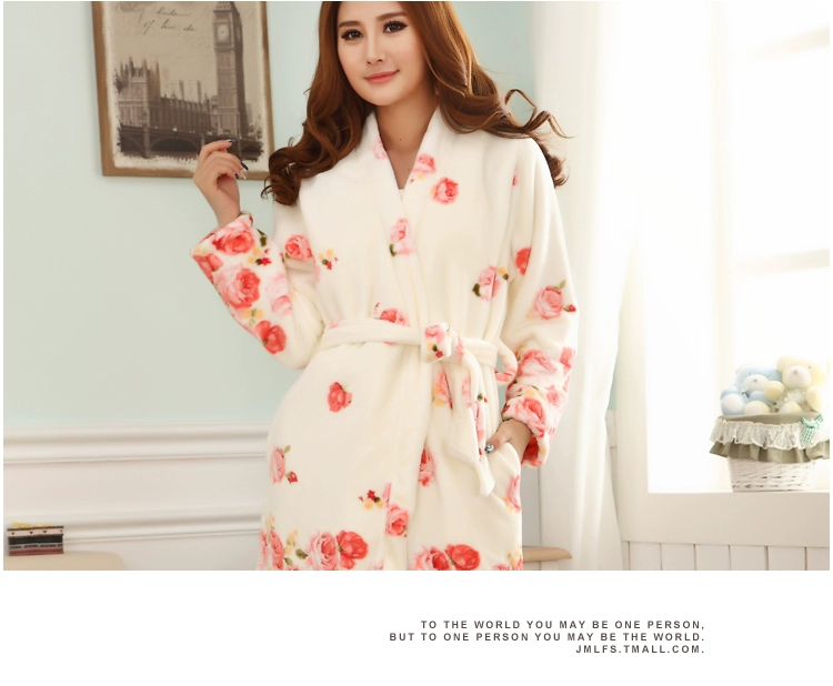 Mùa thu và mùa đông phụ nữ áo choàng flannel hai mảnh đồ ngủ dày ấm áp dài tay yukata áo choàng dịch vụ nhà đồ pijama