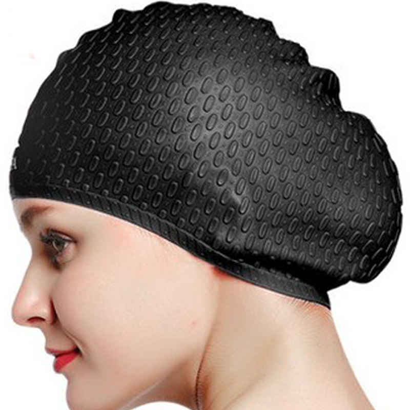 Gold Gold Coin High Elastic Drop Swimming Cap Men's Head Silicon Waterproof Cap Lady Long Hair Bubble Cap Swimming