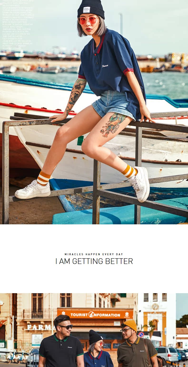 PANMAX triều thương hiệu quần áo nam cỡ lớn béo trẻ em cộng với phân bón tăng ve áo T-shirt màu rắn màu mỡ lỏng áo POLO áo sơ mi polo
