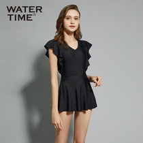 WaterTime swimsuit womens one-piece dress Conservative belly thin professional body shaping large size hot spring ins Wind