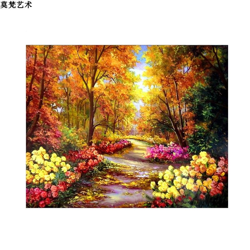 🎨解锁森林秘境！数字油画DIY手工填充林间花道手绘大自然风景涂色填色