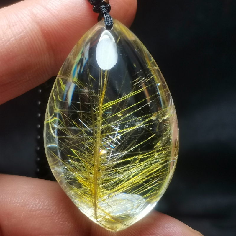 Pure Natural Crystal Blonde Crystal Yellow Hair Crystal Four Seasons Green Ghost Pendant Necklace One Figs for Men and Women-Taobao