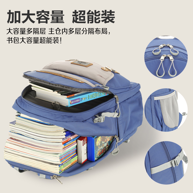 Unme Official Flagship Store Junior High School Schoolbag Primary School Students Third to Sixth Grades Female Burden Reduction Spine Protection Middle School Students Boys