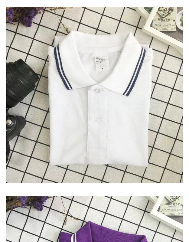 [Little White] mùa hè áo polo ngắn tay nam và nữ áo thun có kích thước lớn