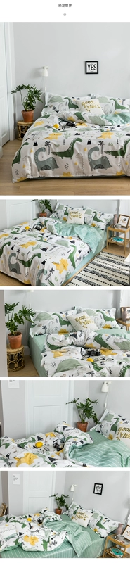 INS nhỏ trải giường koi may mắn bông tươi 1,5 1,8 m gia đình bốn bông chăn ký túc xá 1.2M - Bộ đồ giường bốn mảnh