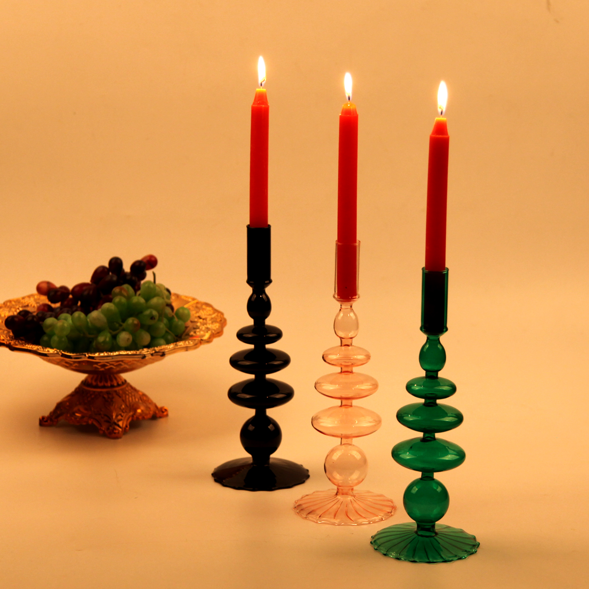 Eurostyle Flower Type High Foot Striped Candle Holder made glass vase pendulum window Show Props Prototype room swing piece