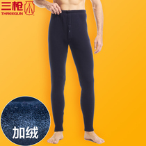 Three guns plus velvet thick warm pants mens Shu cotton padded composite velvet men winter autumn pants cotton wool pants 60743