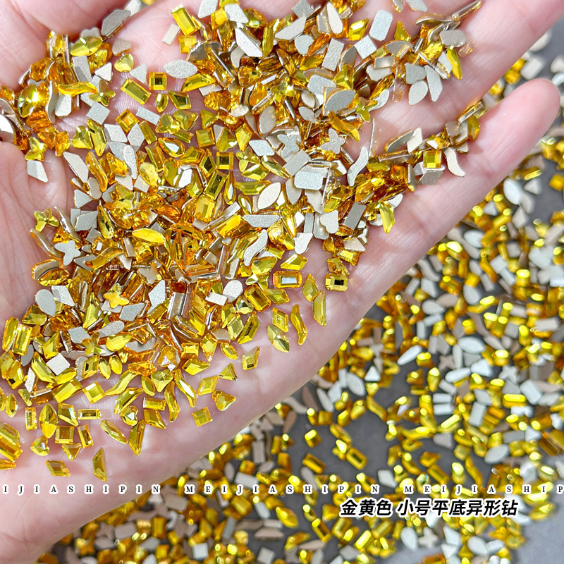 Spring Pomelo Mini Small Flat-Bottomed Irregular-Shaped Rhinestones Super Shiny Golden Yellow Heart-Shaped Teardrop Marquise K9 Glass Nail Art Decorations Spring Pomelo Mini Small Flat-Bottomed Irregular-Shaped Rhinestones Super Shiny Golden Yellow Heart-Shaped Teardrop Marquise K9 Glass Nail Art Decorations