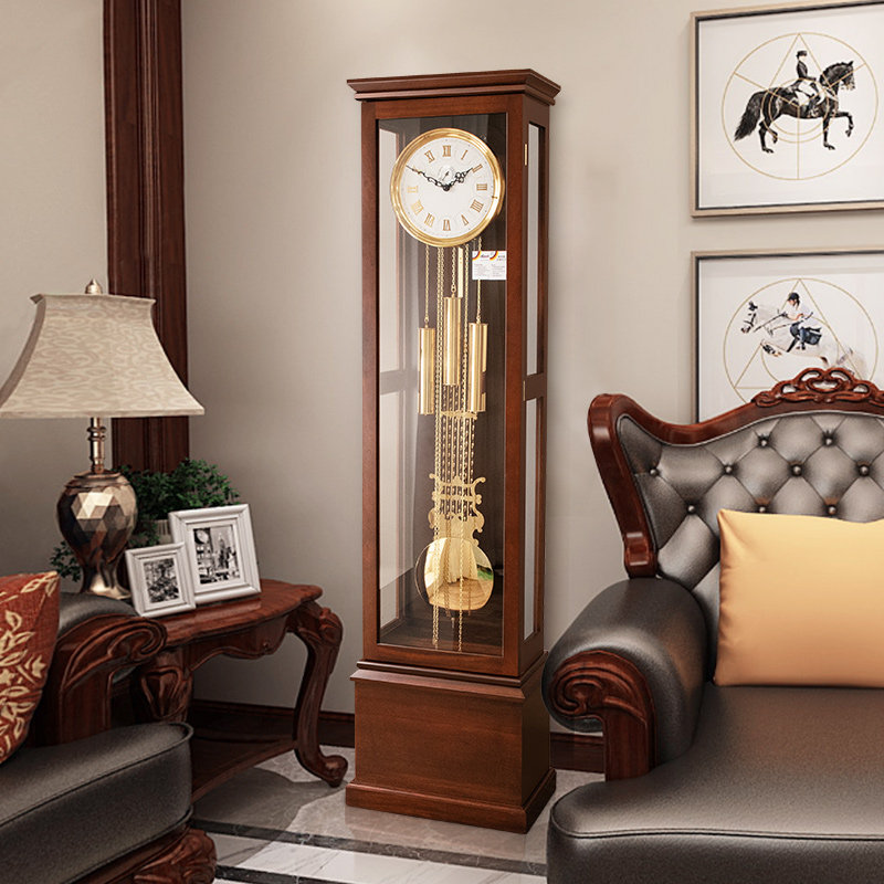 European-style mechanical floor clock home living room solid wood swing standing clock American creative decorative clock personality vintage clock