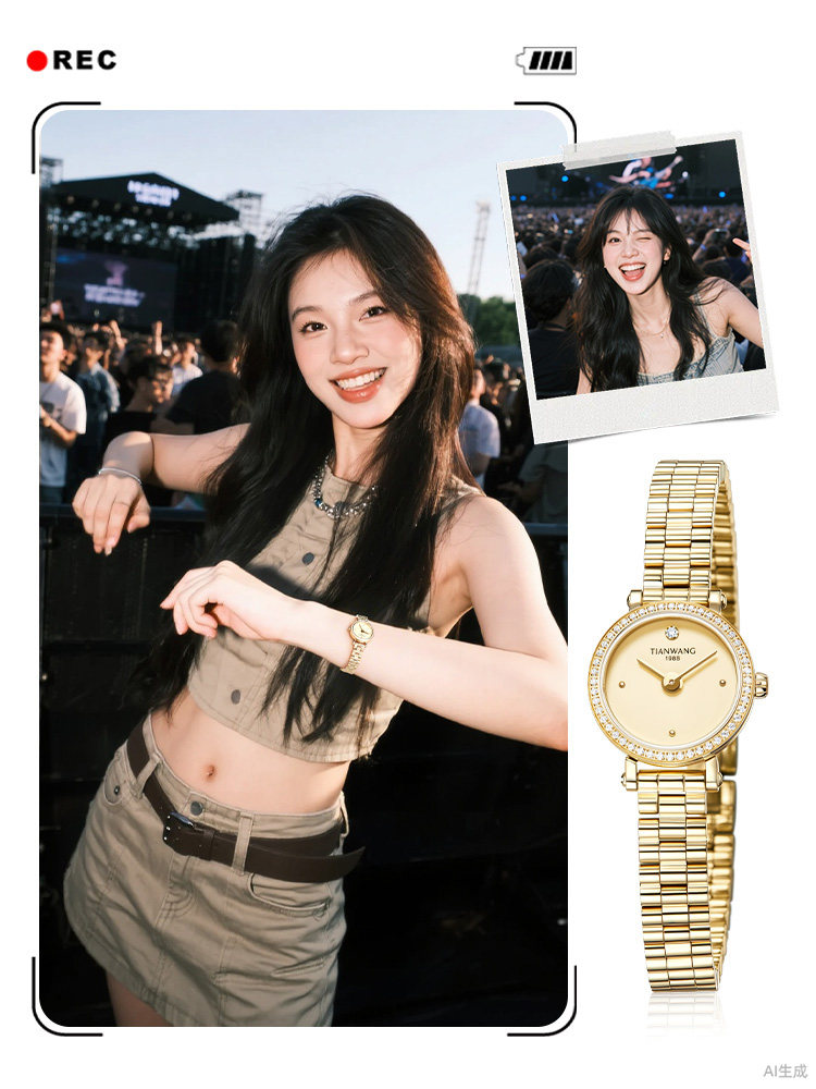 Tianwang Yuantao 22mm Small Dial Women's Watch with Real Diamonds, Slimming and Brightening Effect, Watch for Girls, Birthday and New Year Gift