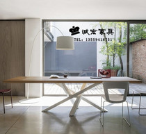 Nordic conference table modern wrought iron solid wood boss desk creative rectangular reception negotiation table