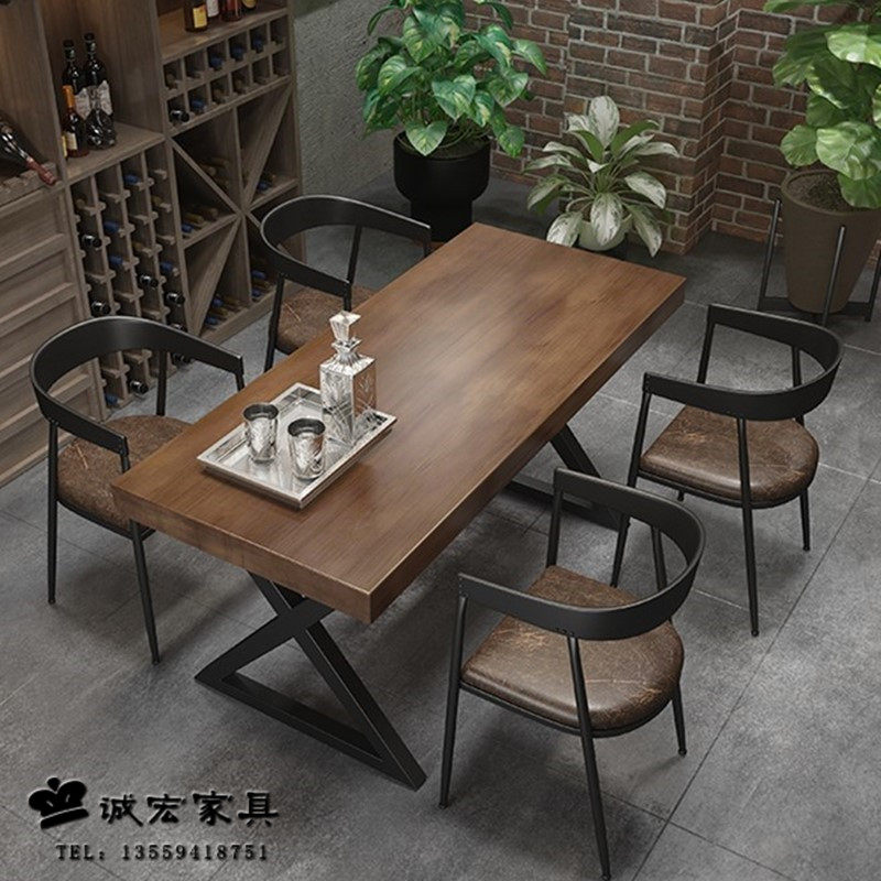 Bar Clearing Bar Table and Chair Combination Catering Milk Tea Shop Industrial Style Dining Table Cafe Western Food Snacks