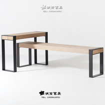 Nordic industrial style wrought iron solid wood bench wooden bench dining table retro cafe rest changing shoe stool