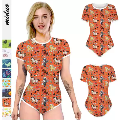 ABDL adult baby ha clothing teenage orange colt crawling suit adult short sleeve triangle jumpsuit