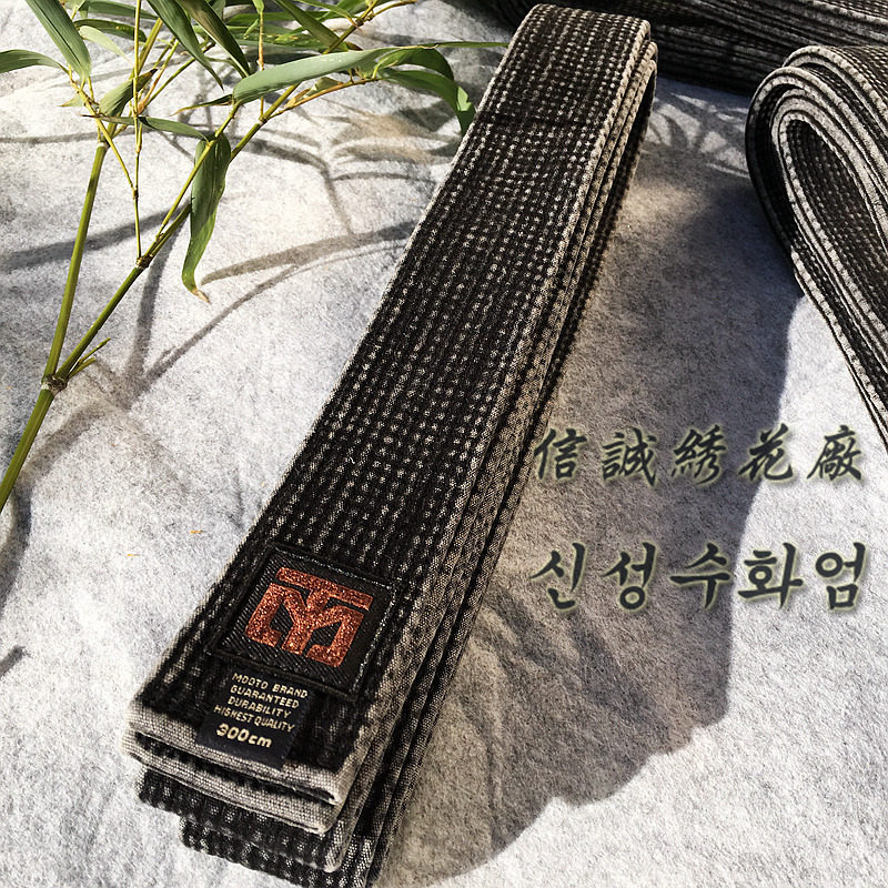MOOTO Taekwondo black belt with embroidered wash old coach belt embroidery belt